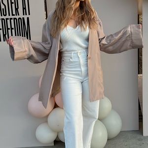 Satin Kimono Style Jacket Neutral Iridescent
